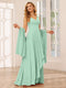 A-Line/Princess V-Neck Asymmetrical Bridesmaid Dresses with Ruffles