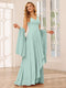 A-Line/Princess V-Neck Asymmetrical Bridesmaid Dresses with Ruffles