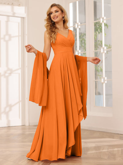 A-Line/Princess V-Neck Asymmetrical Bridesmaid Dresses with Ruffles