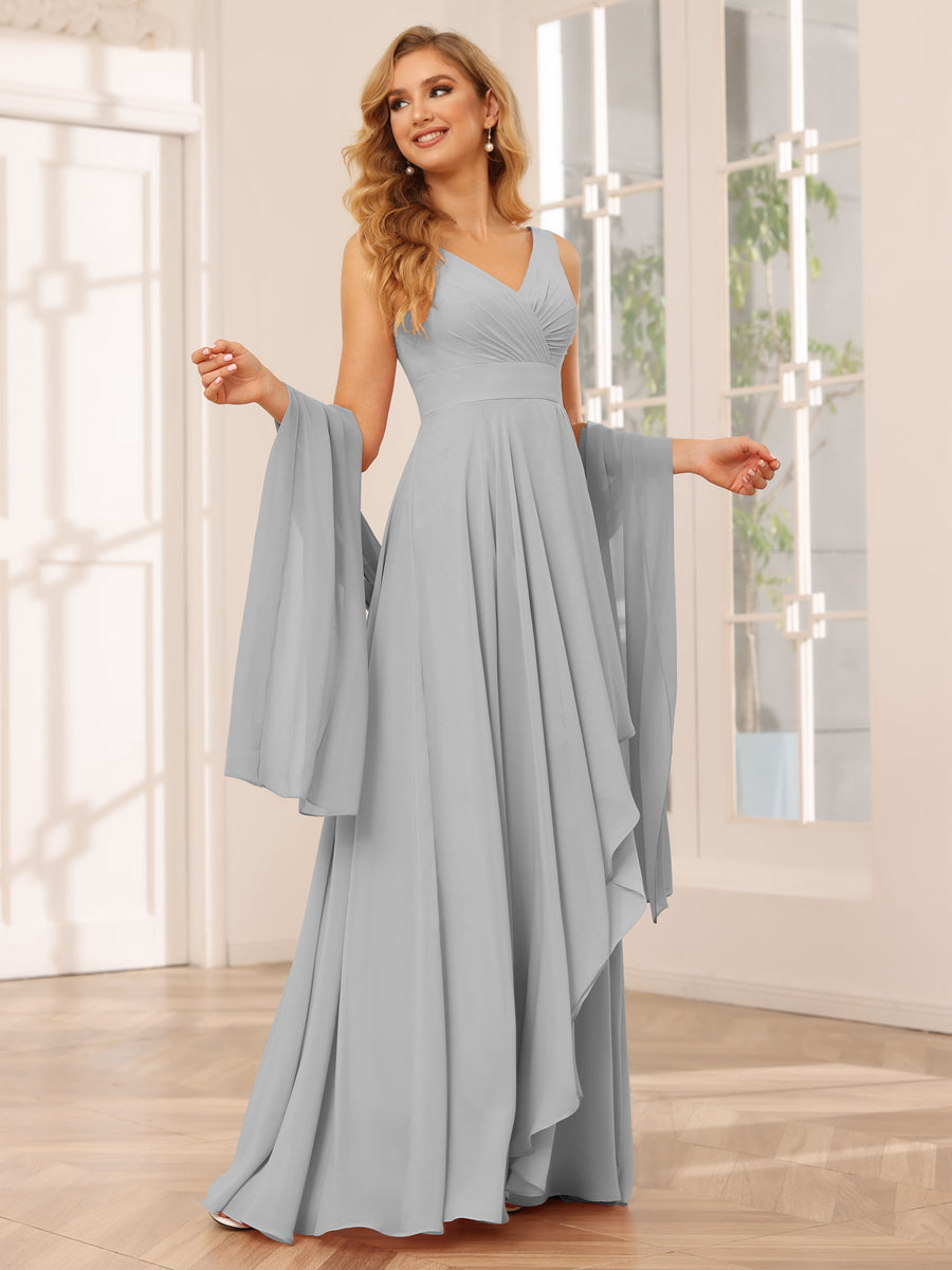 A-Line/Princess V-Neck Asymmetrical Bridesmaid Dresses with Ruffles