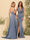 Sheath/Column Halter V-Neck Long Formal Dresses with Split Side & Ruched