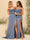 Sheath/Column Spaghetti Straps Sweetheart Long Formal Dresses with Split Side