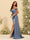 Sheath/Column Off-the-Shoulder Long Formal Dresses with Split Side & Ruched