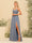 A-Line/Princess Spaghetti Straps Long Bridesmaid Dresses with Split Side