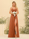 A-Line/Princess Spaghetti Straps Long Bridesmaid Dresses with Split Side