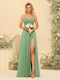 A-Line/Princess Spaghetti Straps Long Bridesmaid Dresses with Split Side