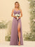 A-Line/Princess Spaghetti Straps Long Bridesmaid Dresses with Split Side