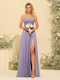 A-Line/Princess Spaghetti Straps Long Bridesmaid Dresses with Split Side