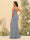 Sheath/Column Spaghetti Straps Long Bridesmaid Dresses with Split Side & Ruched