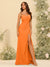 Sheath/Column Spaghetti Straps Long Bridesmaid Dresses with Split Side & Ruched