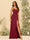 Sheath/Column Spaghetti Straps Long Bridesmaid Dresses with Split Side & Ruched