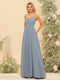 A-Line/Princess Spaghetti Straps Long Bridesmaid Dresses with Split Side & Pockets