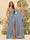 A-Line/Princess Spaghetti Straps Long Bridesmaid Dresses with Split Side & Pockets