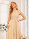 A-Line/Princess One-Shoulder Long Wedding Party Dresses with Split Side