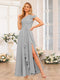 A-Line/Princess One-Shoulder Long Wedding Party Dresses with Split Side