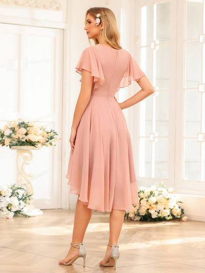 A-Line/Princess V-Neck Short Wedding Party Dresses with Ruffles