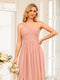 A-Line/Princess One-Shoulder Long Wedding Party Dresses with Split Side