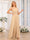 A-Line/Princess One-Shoulder Long Wedding Party Dresses with Watteau Train