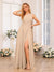 A-Line/Princess One-Shoulder Long Wedding Party Dresses with Watteau Train