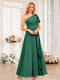 A-Line/Princess One-Shoulder Long Wedding Party Dresses with Split Side