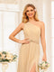 A-Line/Princess One-Shoulder Long Wedding Party Dresses with Split Side