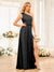 A-Line/Princess One-Shoulder Long Wedding Party Dresses with Split Side
