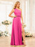 A-Line/Princess One-Shoulder Long Wedding Party Dresses with Split Side