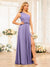A-Line/Princess One-Shoulder Long Wedding Party Dresses with Split Side