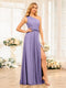 A-Line/Princess One-Shoulder Long Wedding Party Dresses with Split Side