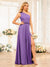 A-Line/Princess One-Shoulder Long Wedding Party Dresses with Split Side