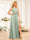 A-Line/Princess One-Shoulder Long Wedding Party Dresses with Split Side