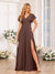 A-Line/Princess V-Neck Long Wedding Party Dresses with Split Side & Pockets