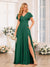 A-Line/Princess V-Neck Long Wedding Party Dresses with Split Side & Pockets