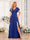 A-Line/Princess V-Neck Long Wedding Party Dresses with Split Side & Pockets