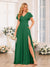 A-Line/Princess V-Neck Long Wedding Party Dresses with Split Side & Pockets