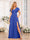 A-Line/Princess V-Neck Long Wedding Party Dresses with Split Side & Pockets