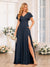 A-Line/Princess V-Neck Long Wedding Party Dresses with Split Side & Pockets