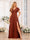 A-Line/Princess V-Neck Long Wedding Party Dresses with Split Side & Pockets