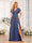 A-Line/Princess V-Neck Long Wedding Party Dresses with Split Side & Pockets