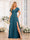 A-Line/Princess V-Neck Long Wedding Party Dresses with Split Side & Pockets