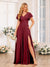 A-Line/Princess V-Neck Long Wedding Party Dresses with Split Side & Pockets