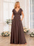 A-Line/Princess V-Neck Long Wedding Party Dresses with Split Side & Pockets