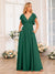 A-Line/Princess V-Neck Long Wedding Party Dresses with Split Side & Pockets