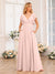 A-Line/Princess V-Neck Long Wedding Party Dresses with Split Side & Pockets