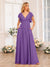 A-Line/Princess V-Neck Long Wedding Party Dresses with Split Side & Pockets