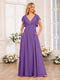 A-Line/Princess V-Neck Long Wedding Party Dresses with Split Side & Pockets