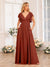 A-Line/Princess V-Neck Long Wedding Party Dresses with Split Side & Pockets