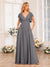 A-Line/Princess V-Neck Long Wedding Party Dresses with Split Side & Pockets