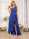 A-Line/Princess One-Shoulder Long Wedding Party Dresses with Sash