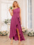 A-Line/Princess One-Shoulder Long Wedding Party Dresses with Sash